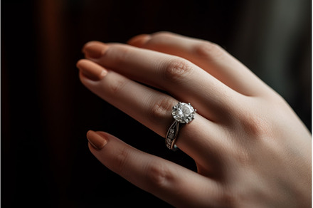 Engagement ring on woman finger, a Person Photo by Ylivdesign