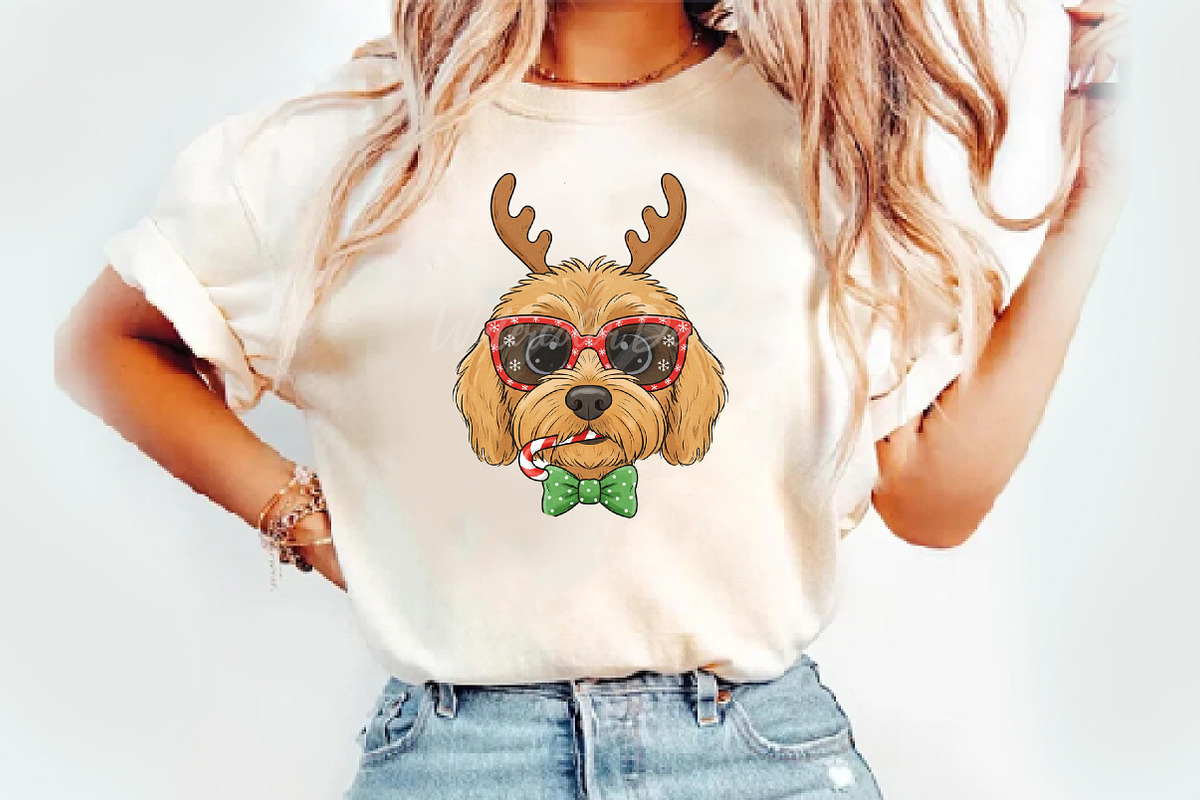 Golden doodle Christmas PNG, an Illustration by Watercolor design (Photo 2 of 3)