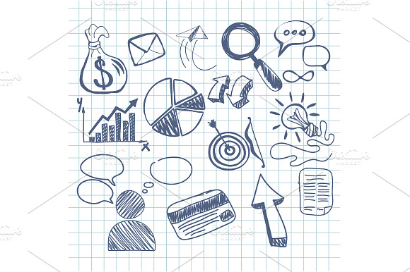 Set Of Doodle Business Management