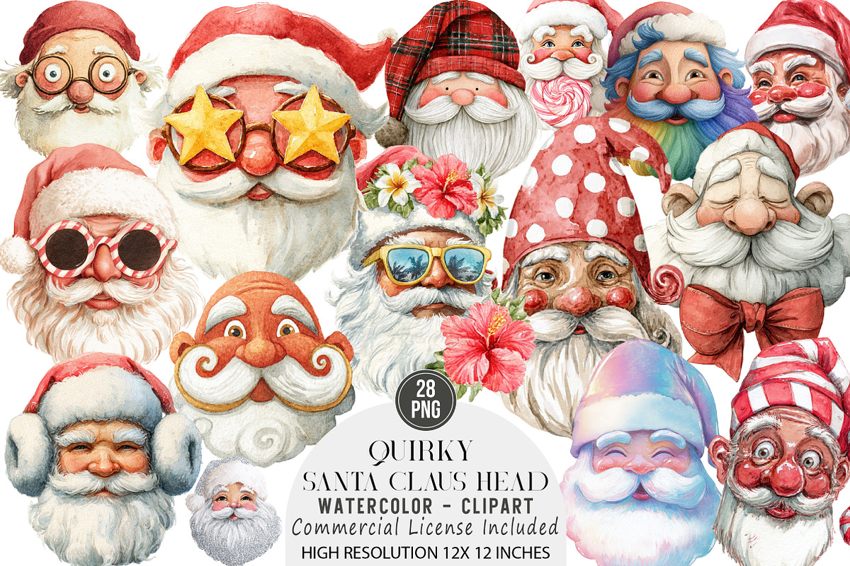 Quirky Santa Claus Head Clipart, an Illustration by DreamArtGraphic (Photo 1 of 4)