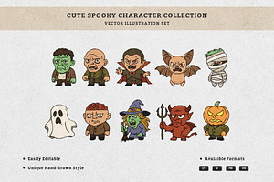 Cute Spooky Character Collection, an Illustration by MEANDSTUDIO