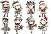 Cute Holly Girl Clipart, an Illustration by Designworld (Thumbnail 2 of 5)