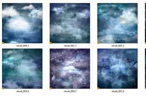 Cloudy Night Watercolor Sky Textures