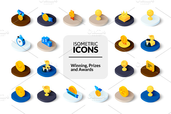 Isometric icons - Winning and Awards preview 4