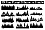 Pine Forest Silhouette Bundle, an Object Graphic by balal (Thumbnail 1 of 16)