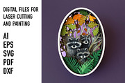 Raccoon Forest Shadow Box SVG, an Object Graphic by HelloWood (Thumbnail 2 of 5)