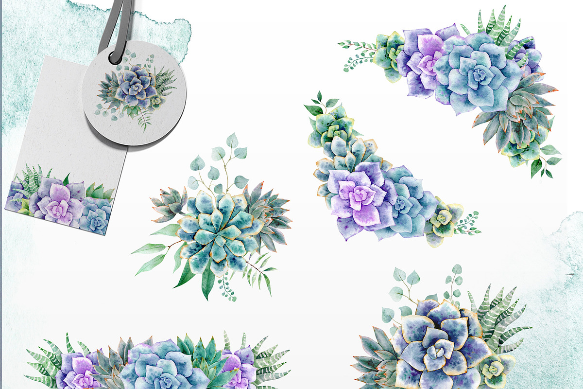 Succulent watercolor clipart, an Illustration by Nebbia (Photo 7 of 10)