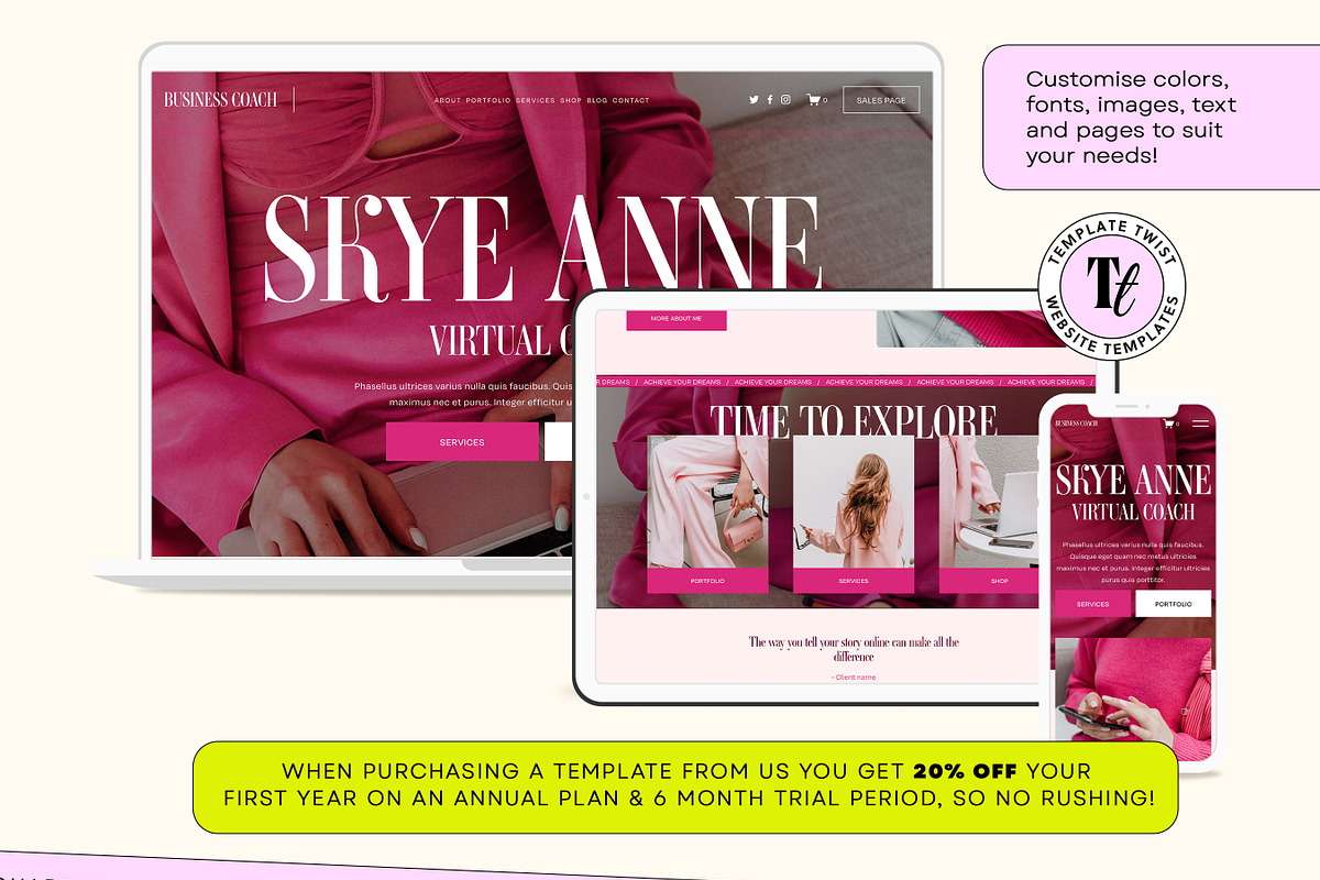 Bold Pink Faceless Coaching Template, a Squarespace Template by Template Twist Shop (Photo 8 of 10)