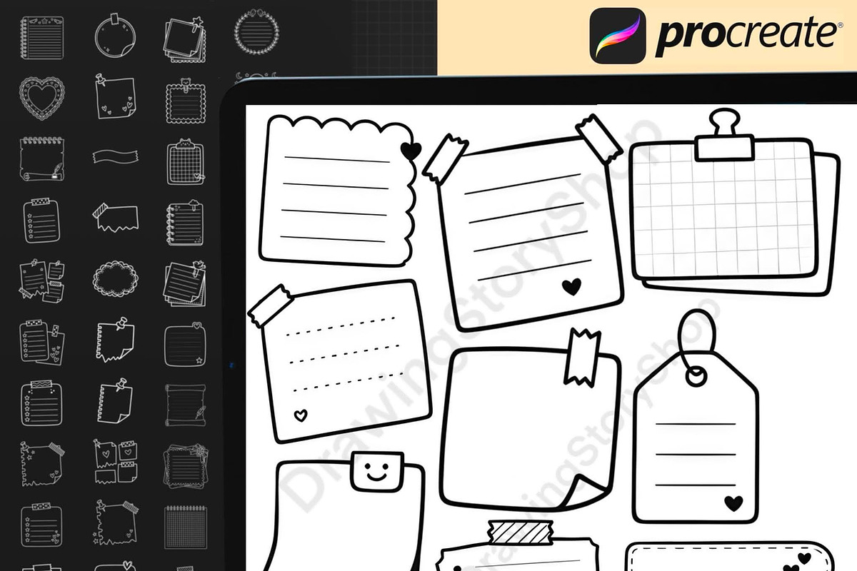 200 Procreate Kawaii Planner Stamps, a Brush Add-On by DrawingStoryShop (Photo 6 of 6)
