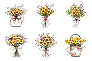 Yellow Flowers Spring Clipart, an Illustration by SinaCreation (Thumbnail 3 of 11)