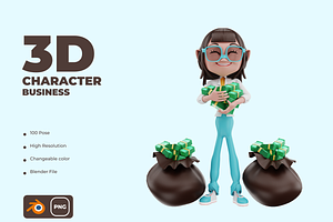 3D WOMEN CHARACTER BUSINESS PACK