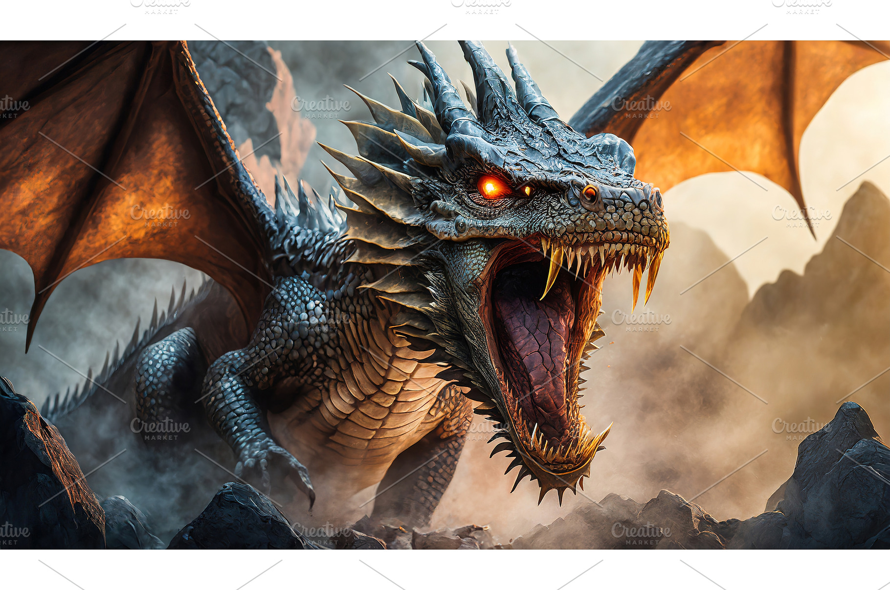 A roaring dragon with glowing orange, a Background Photo by Igor Tichonow