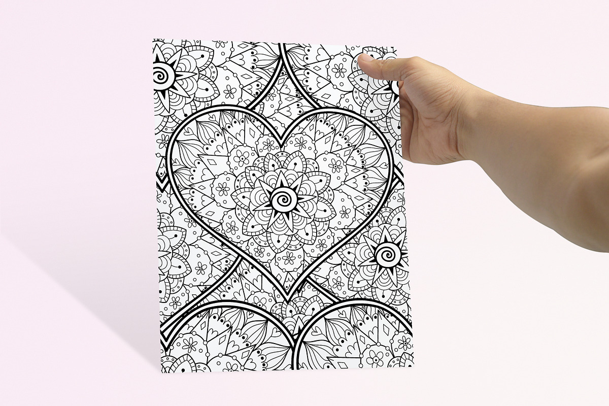 Heart Mandalas Coloring Pages, a Decorative Illustration by Gulnara Sabirova (Photo 16 of 18)