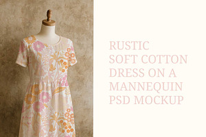 rustic cotton dress psd mockup