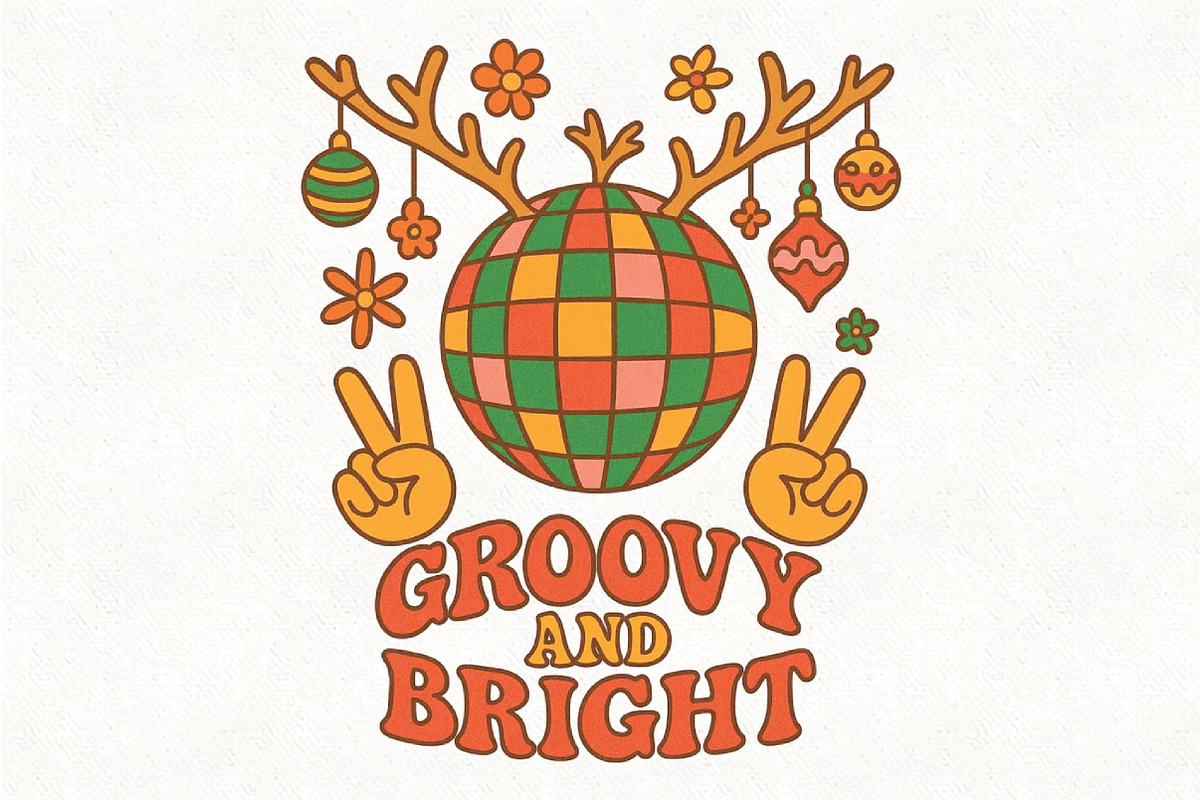 Groovy Christmas Disco Ball PNG, an Illustration by CraftArtStudio (Photo 1 of 4)