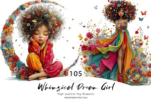 Whimsical Dream Girl Clipart, a Seasonal Illustration by CreationArt
