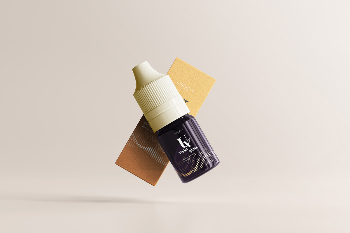 Violet Glass Dropper Bottle Mock-up, a Cups & Container Mockup by pmvch (Photo 15 of 20)