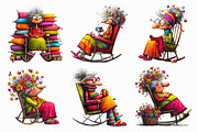 Funny Old people sitting Clipart, an Illustration by Libby Wishes (Thumbnail 4 of 7)