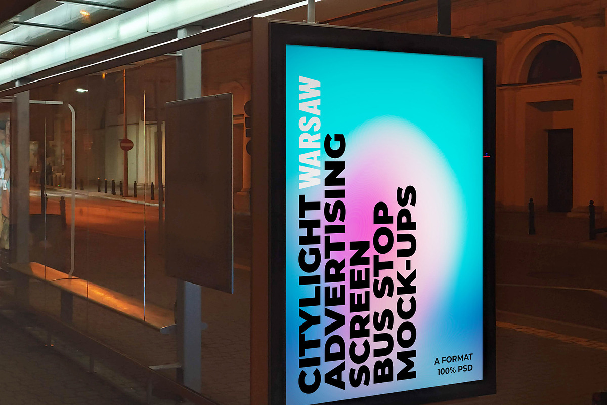 Warsaw Citylight Ad Bus Stop 4, an Advertising Mockup by Graphic Shelter (Photo 3 of 7)
