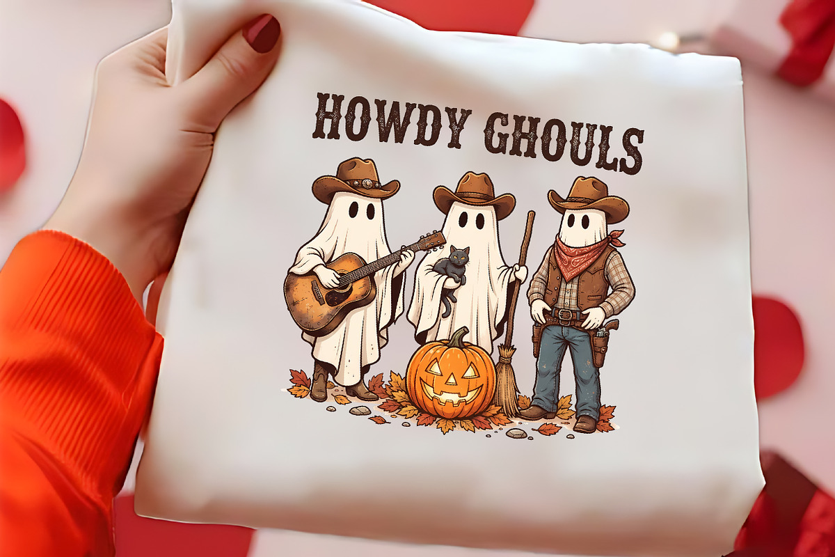 Howdy Ghouls Cowboy Ghosts PNG, a Seasonal Illustration by CrexoraLab (Photo 2 of 4)