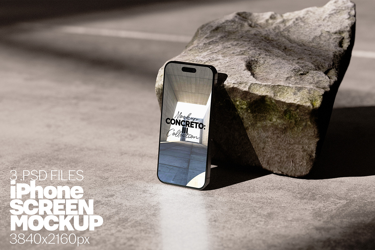 iPhone Mockup – Concreto 3, a Merchandise Mockup by Banana Mockups (Photo 1 of 5)