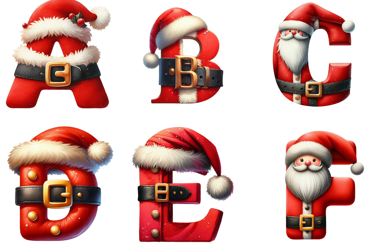 Christmas Santa Alphabet Clipart, an Illustration by Designking (Photo 2 of 5)