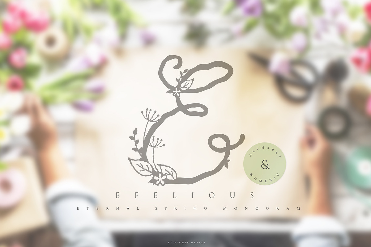 Efelious - floral monogram set, an Object Graphic by Euonia Meraki (Photo 1 of 12)
