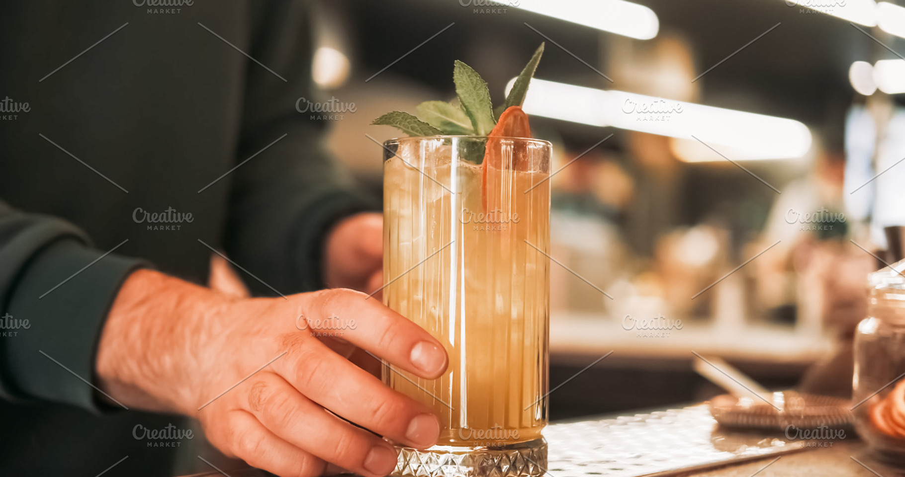 Cold drink served cocktail bartender, a Food & Drink Photo by Photo Drive Studio