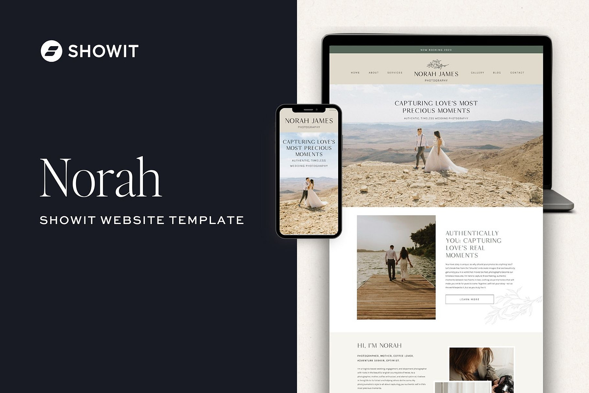 Norah Boho Showit Website Template, a Websites & App Template by Monarch Design Co. (Photo 1 of 9)