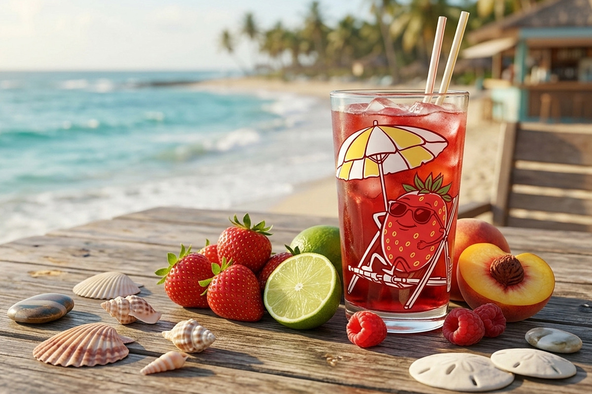Beach Strawberry Characters Clipart, a Food Illustration by Watercolor dreams (Photo 3 of 3)