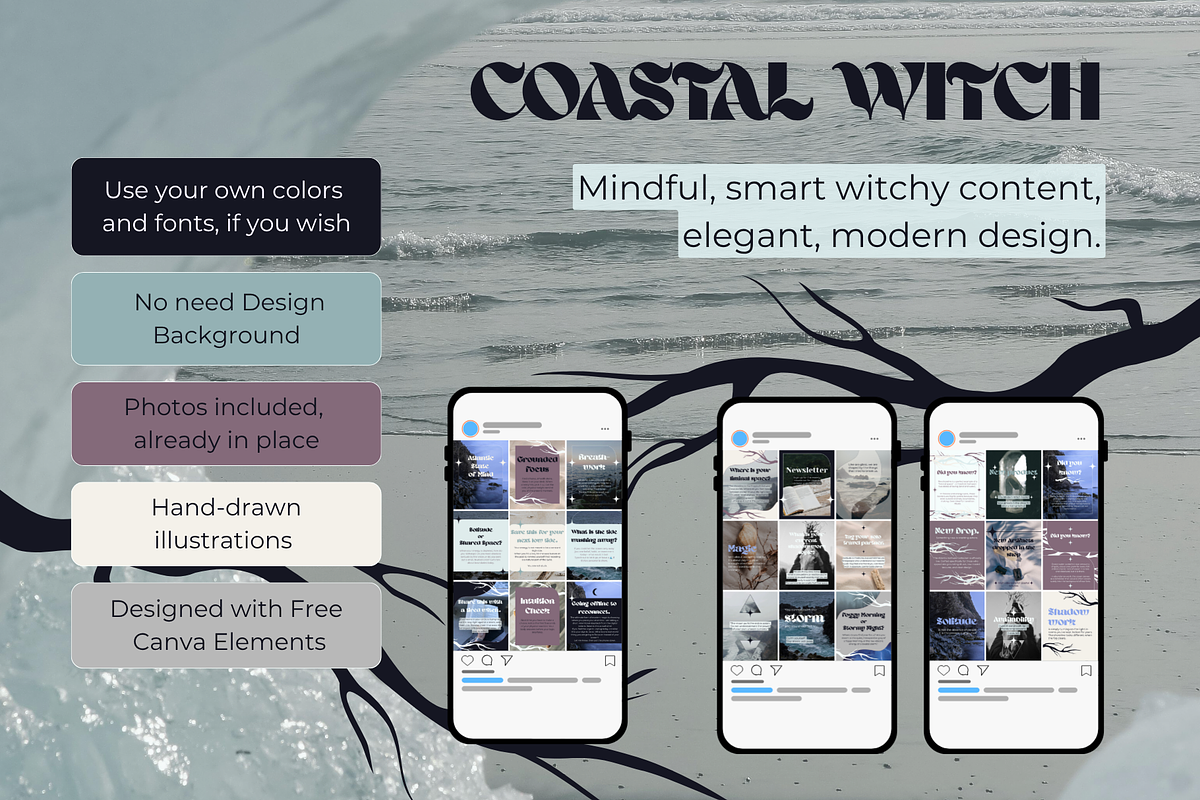 Coastal Witch Social Media Kit, a Social Media Template by Mochi Atelier (Photo 6 of 14)