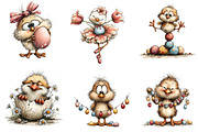 Whimsical Easter Chicken Clipart, an Illustration by CreationArt (Thumbnail 5 of 6)