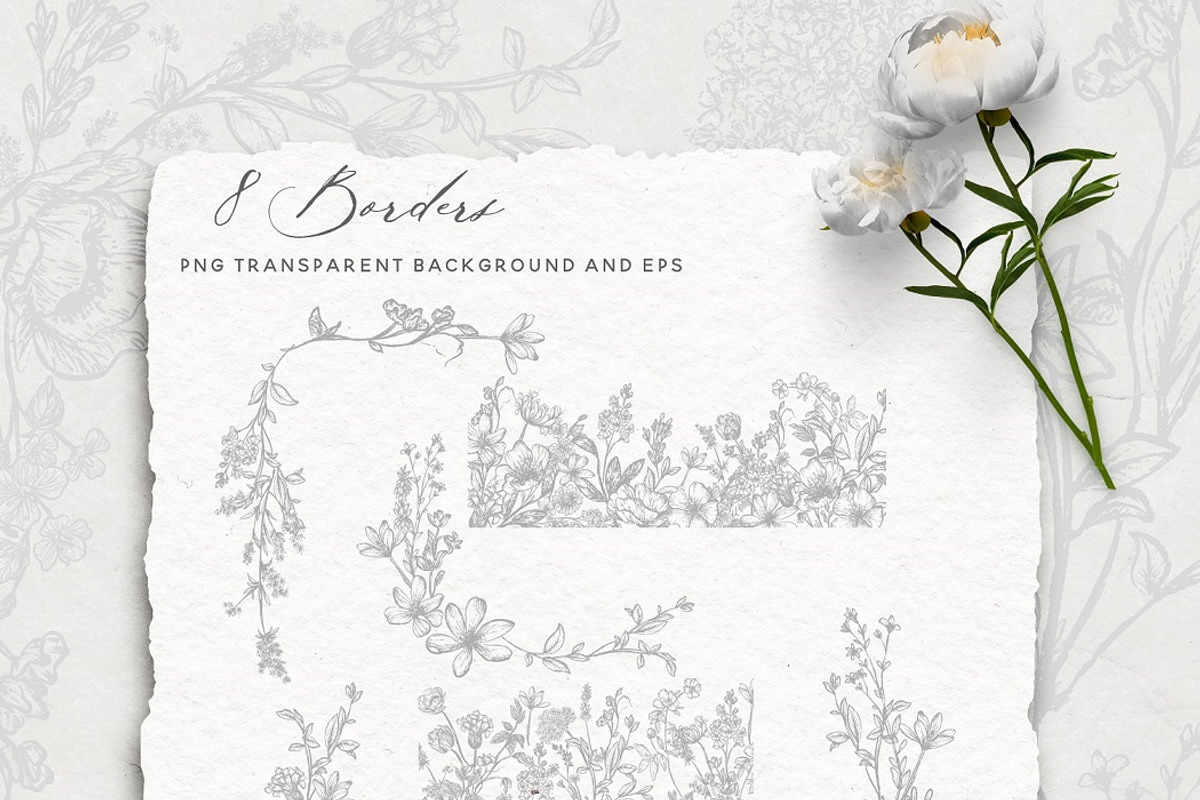 Line Art Wildflowers Clipart, a Decorative Illustration by BlumenSoul (Photo 5 of 9)