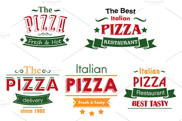 Italian Pizza Colorful Labels