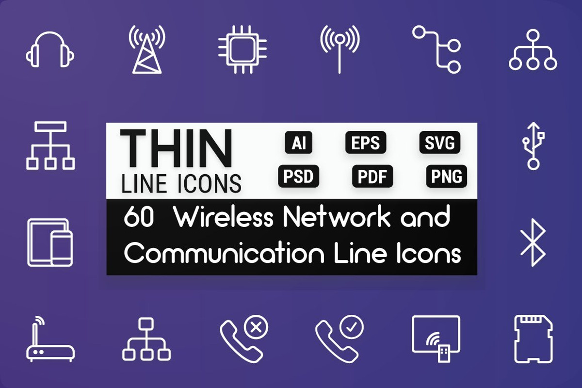 Network and Communication Line Icons, a Solid Icon by FlatLineIcons (Photo 1 of 4)