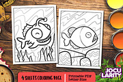 Funny Fish Cartoon Coloring Pages, an Animal Illustration by Jocularity Art (Thumbnail 2 of 3)