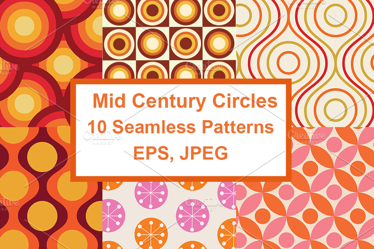 Mid Century Circles 10 Patterns, a Pattern Graphic by Yasmine Patterns (Photo 1 of 7)