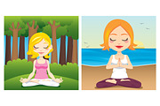 Yoga Women Poses 5 Illustrations Set, a Healthcare Illustration by Kakigori Studio (Thumbnail 5 of 5)