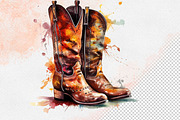 Western Flowers Boots Watercolor PNG, an Object Illustration by iloveTemplate (Thumbnail 13 of 14)