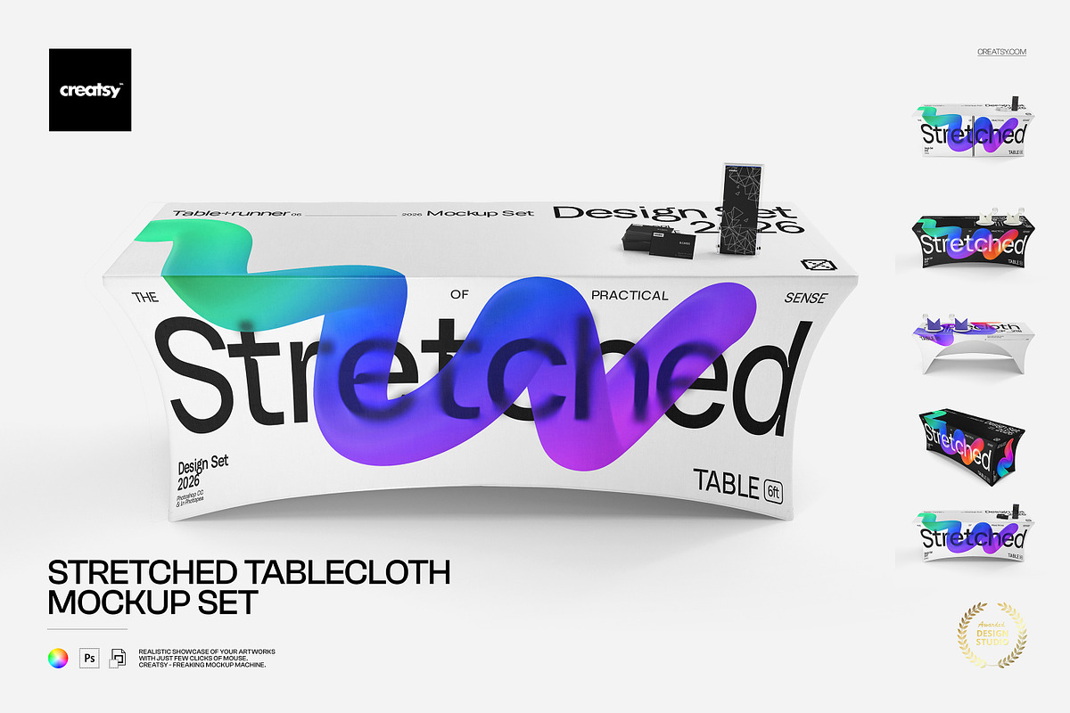 Stretch Tablecloth Mockup Set, a Merchandise Mockup by creatsy5 (Photo 1 of 10)