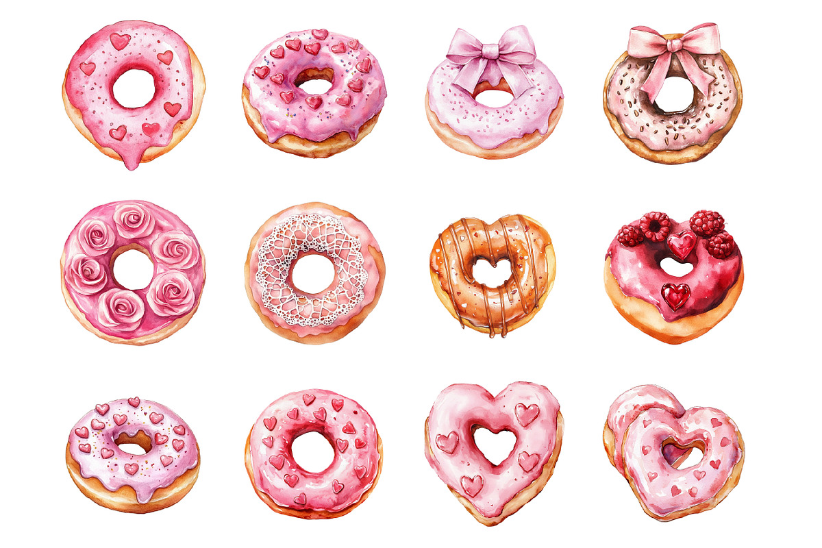 Valentine Donut Clipart, an Illustration by Design Market (Photo 2 of 3)