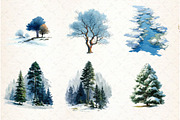 Watercolor Winter Woodland Clipart, an Illustration by Libby Wishes (Thumbnail 4 of 7)