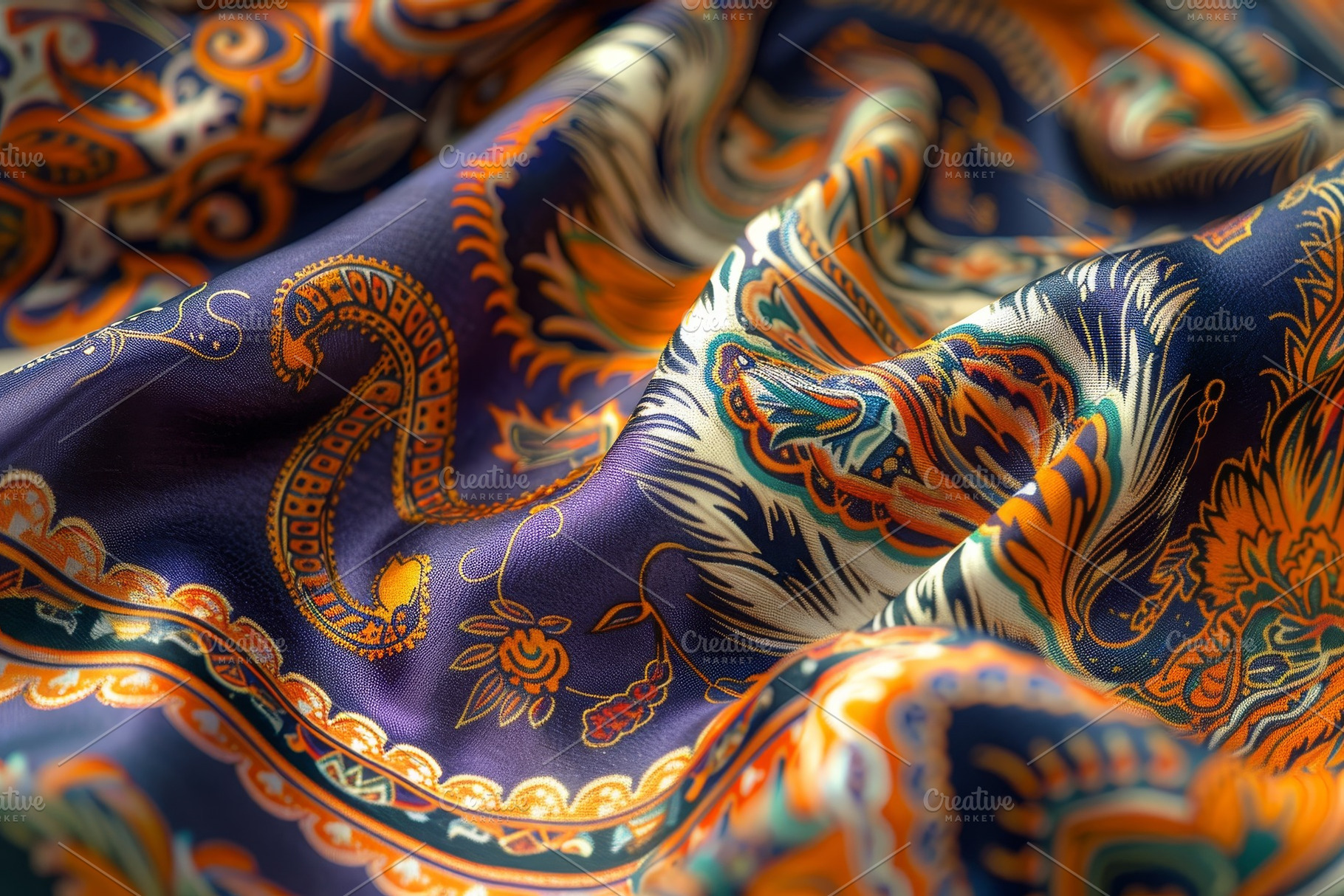 This vibrant fabric features a detai, a Photo by Tanuart