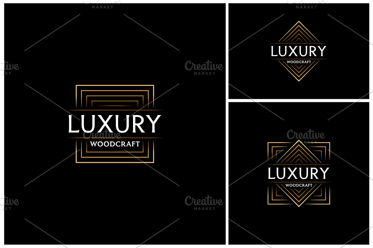 Golden Square Frame Art Deco Logo, a Branding & Logo Template by Enola99d