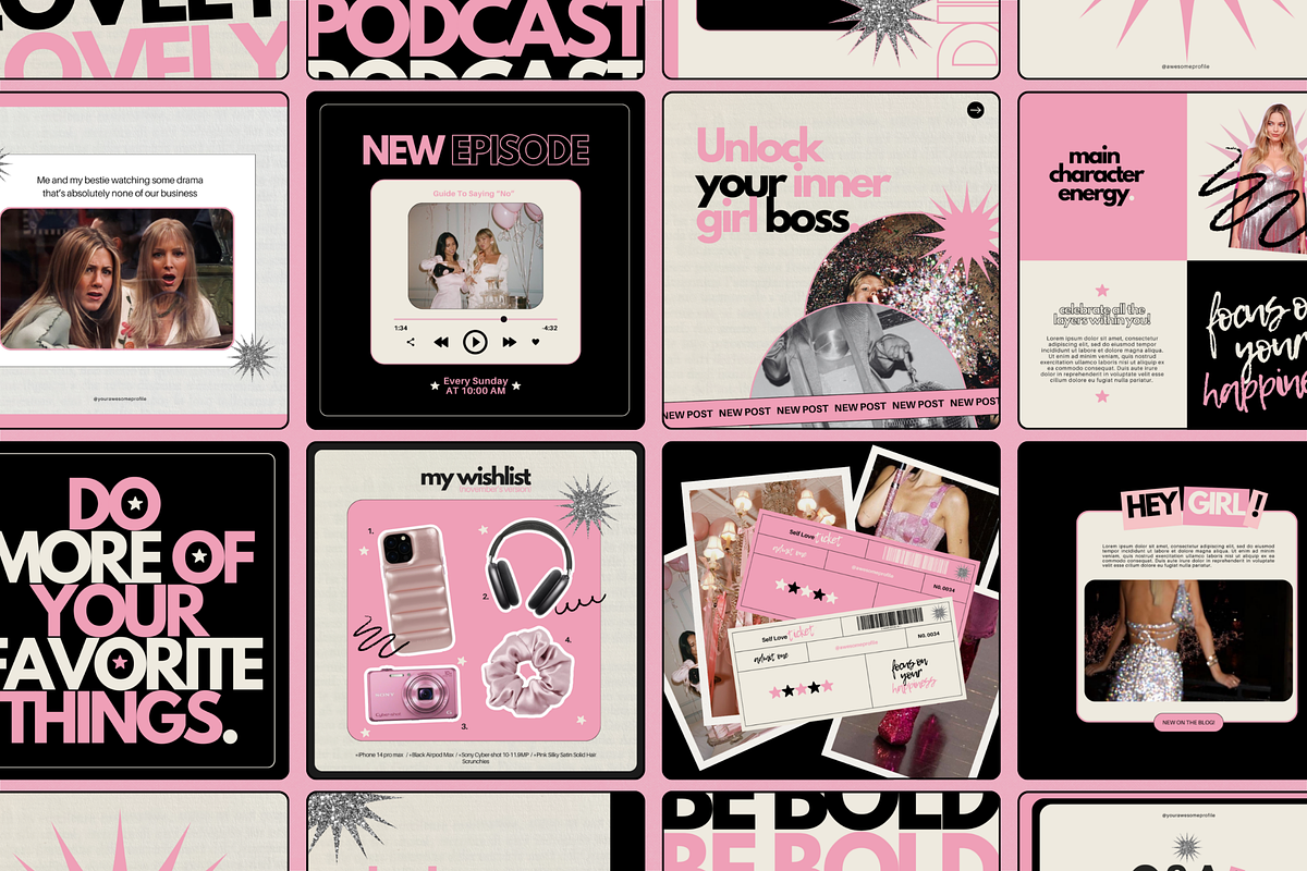 PINK AURA |Instagram Posts Templates, a Social Media Template by Ad Astra Creations (Photo 5 of 6)