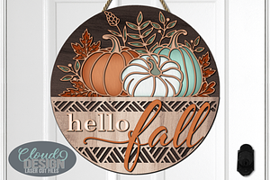 Hello Fall Sign SVG Laser Cut Files, a Graphic by Cloud9DesignSVG