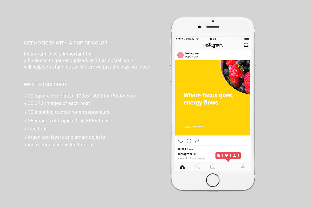 Pop of Color Instagram pack, a Social Media Template by Social Templates (Photo 2 of 5)