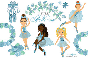 Blue Ballerina Girl Clipart