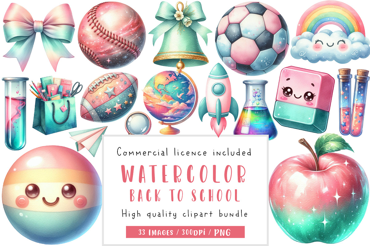 Cute Back to School Clipart, an Illustration by CreationArt (Photo 1 of 5)