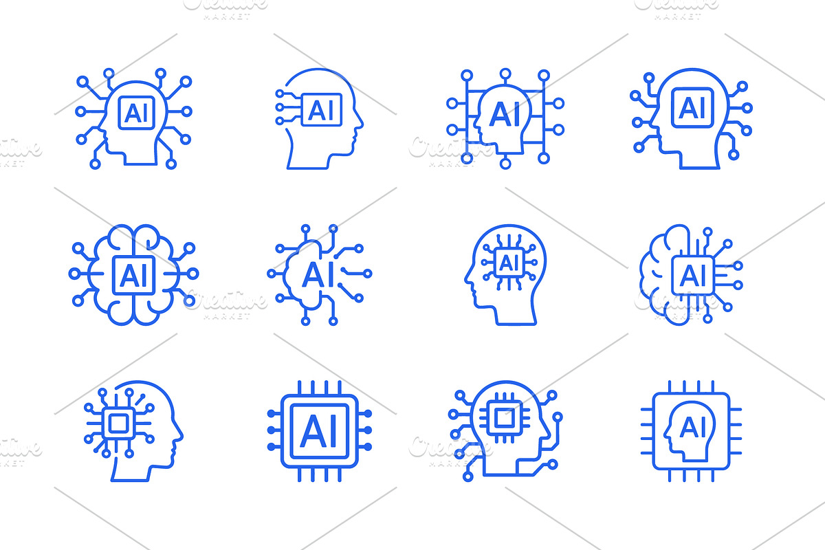 AI Brain Icons Set, a Branding & Logo Template by Vectorium Studio (Photo 2 of 2)
